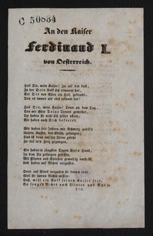 An den Kaiser Ferdinand I. von Österreich : [Wien, den 15. März 1848] von 