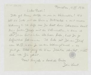 Brief an Rudolf Gödel von Gödel, Kurt
